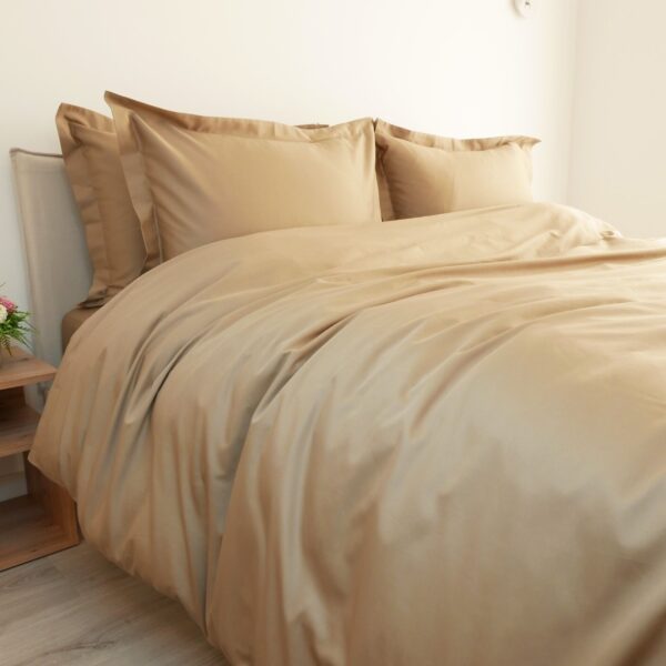 PREMIUM satino patalynės komplektas NUDE BROWN ROYAL
